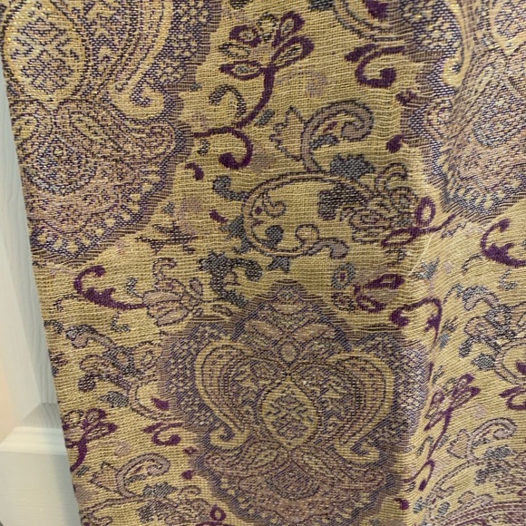 NWOT 100% Pashmina Purple and Gold Oriental Pattern Rectangular Oblong Scarf - Picture 2 of 5